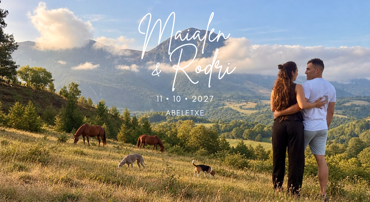 Maialen y Rodri en el monte con sus perros y caballos